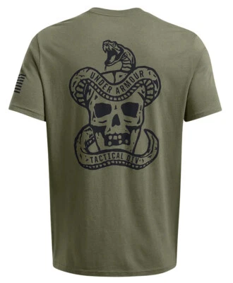 Camiseta Under Armour 1386724 UA Para Hombre Táctica Div Calavera Serpiente Algodón OD Verde Foto 1 de 3