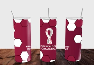 Bicchiere in acciaio inox FIFA World Cup Qatar 2022 con cannuccia (20 oz) - Foto 1 di 3