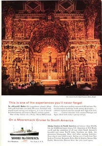 Print Ad Moore-McCormack Cruise Lines Church Sao Francisco Brazil Vintage c1955 - Picture 1 of 1