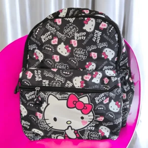Hello Kitty Small Black Backpack 13" Book Bag Sanrio Kid Tween Gym Travel School - Picture 1 of 9
