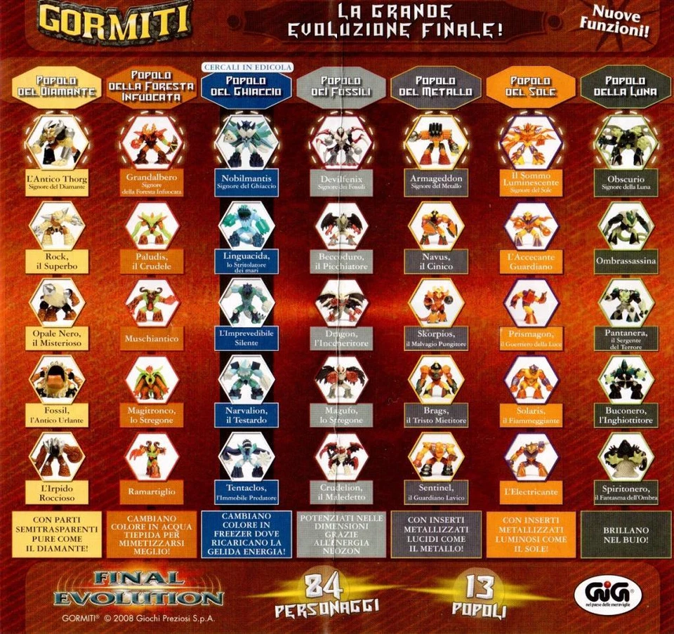 GORMITI FINAL EVOLUTION - Nuovi con carta in Italiano - scegli il personaggio - Immagine 1 di 1
