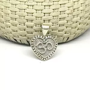 Love Pendant Sterling Silver 925 Omkara Heart Necklace Bali Yoga Energy Handmade - Picture 1 of 2
