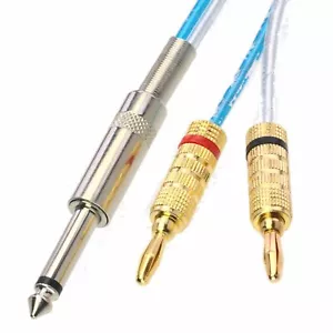 6.35mm 1/4" TS to Deluxe bananas plug AV Audio amplifier speaker cable 1~16FT - Picture 1 of 6