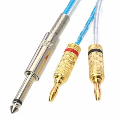 6.35mm 1/4" TS to Deluxe bananas plug AV Audio amplifier speaker cable 1~16FT - Image 1 of 4