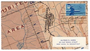 C49 Air Force 50th Anniversary 1957 Airmail FDC -  Hand-folded Map - Alfred Horn - Picture 1 of 2