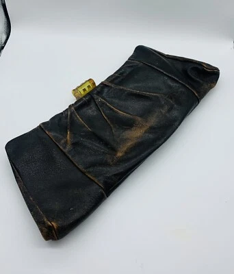 Cartera clutch vintage años 40 cuero marrón con cierre Chucky Lucite Foto 1 de 3