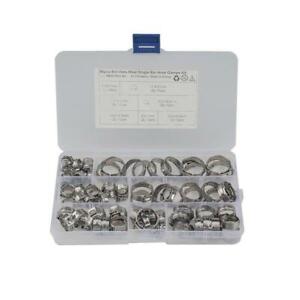 80pcs Stainless Hose Clamp Set Worm Gear Type Hose Pipe Fitting Clamp Assortment