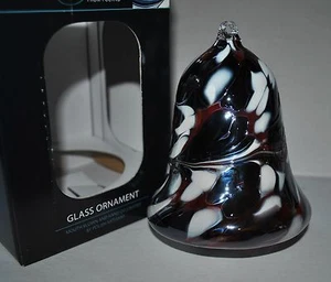 NEW ZORZA Glass Ornament HANDMADE Art Nouveau Xmas BELL Cobalt Pearl 5.5" Poland - Imagen 1 de 4