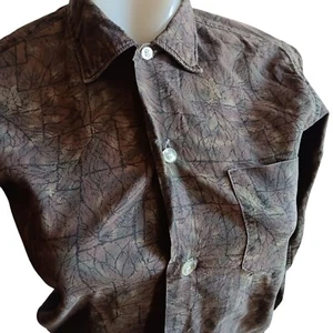 Women's Small Vintage 1950's Top Croton Button-Up Shirt Rockabilly Leaf Print - Picture 1 of 16