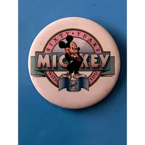 1988 MICKEY MOUSE SIXTY YEARS WITH YOU Original Pinback DISNEY - Picture 1 of 4