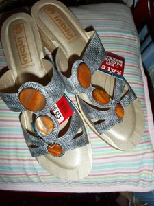 LADIES INBLU OPEN TOE SUMMER SLIP-ON SLIDERS/SANDLES,GREY SIZE 6 - Picture 1 of 9