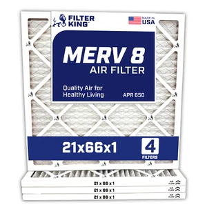 Filter King 21x66x1 Air Filter 4-PACK MERV 8 Actual Size 21 x 66 x .75" - Picture 1 of 5
