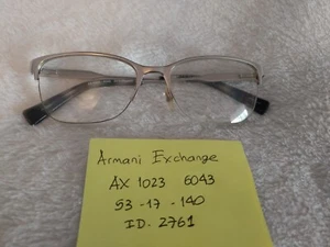 ARMANI EXCHANGE AX 1023 6043 Eyeglasses 53-17-140 Silver Great Condition 2761 - Picture 1 of 9