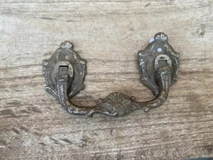 Collectible Hand Engraved Silver Plated Metal Vintage Drawer Handle/Drawer Pull - Picture 1 of 7