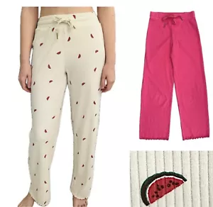 Ladies Ex Marks Pyjama Lounge Bottoms Ribbed Pink Cream Cotton Rich Pjs NEW - Picture 1 of 7