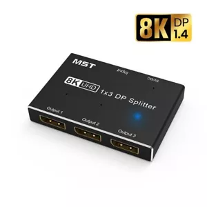 8K DisplayPort Splitter 1in 3out Ultra HD DP 1.4 Splitter MST SST Adapter Hub - Picture 1 of 6