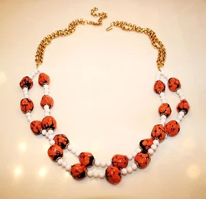 NECKLACE HALOWEEN THEME RETRO BEADED STONE VINTAGE B3MY120 - Picture 1 of 9