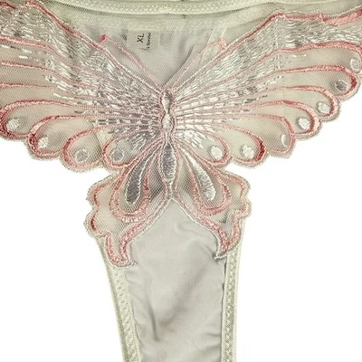 Tanga Bragas Doble Cuerda XL Mariposa Satinado Brillante Tanga Y2K De Colección Foto 1 de 4