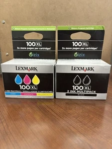 Lexmark 100XL Ink Cartridges - Black 2 Ink Multipack & 3 Color Multipack - Afbeelding 1 van 5