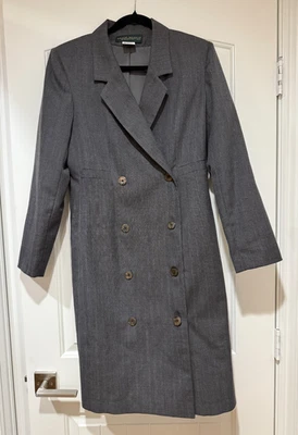 Vestido Abrigo Largo Vintage Harve Benard 100% Lana Gris Talla 8 Foto 1 de 4