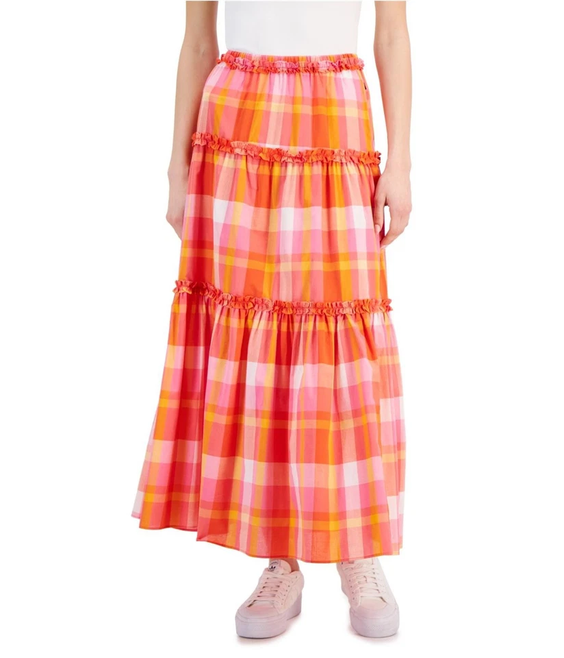 Maxi falda campesina con volantes a cuadros de Nautica para mujer Foto 1 de 1