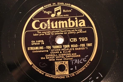 JAZZ CARROLL GIBBONS SAVOY ORPHEANS You Turned Your Head ENGCOLUMBIA 793 EE- - Imagem 1 de 3