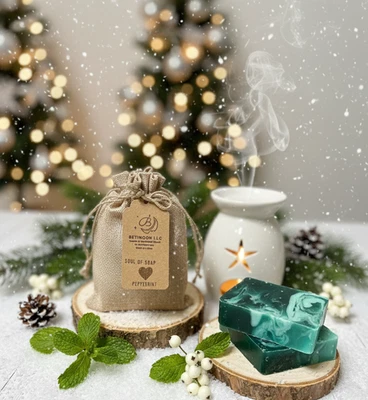 Peppermint& Handmade Soap Bars 100% Natural, Aromatherapy 4 Soaps Made in Latvia - Image 1 of 4