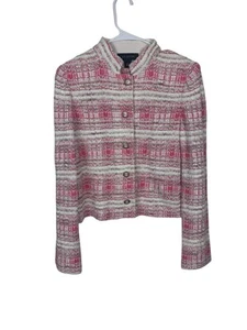 St. John Pink Tweed Jacket Blazer Barbiecore SZ 6 Stretchy - Picture 1 of 8