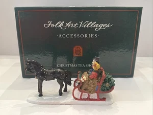 Lang and Wise Volkskunst Dorf Pferd zieht roten Schlitten - Weihnachtsdorf - Bild 1 von 10