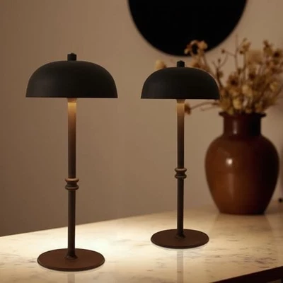 Lámpara de mesa inalámbrica - Juego de 2 lámparas de mesa, recargables, regulables sin escalonamientos negras Foto 1 de 4