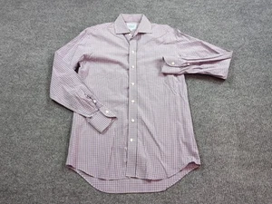 Ledbury Shirt Mens 15.5 Purple Check Cotton Button Long Sleeve Business Preppy - Picture 1 of 8