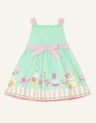 Monsoon Flamingo Ice Cream Scene Flowers Sleeveless Smocked Dress 6-12months - Image 1 of 3