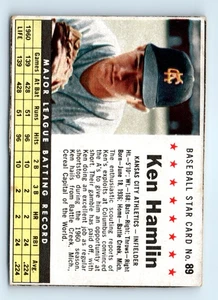 1961 Post Cereal (F278-33) #89 Ken Hamlin Box Version, No "Sold" Line. - Picture 1 of 2