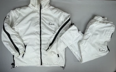 Vintage FUBU Sport Track Suit Set Jacket and Pants Men’s XL White Black Stripe - Image 1 of 4
