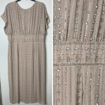 NWT MAC DUGGAL DRESS 14 NUDE BROWN BEADED MOTHER OF THE BRIDE FORMAL EVENING - Image 1 of 4
