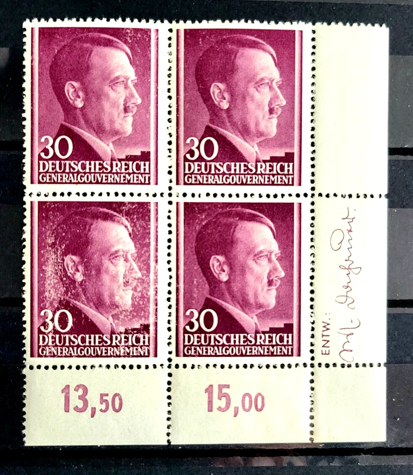 German block of 4 Stamps General Gouvernement 30rpf MNH - A. Hitler /816 - Image 1 of 1
