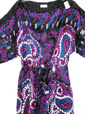 Vestido feminino Donna Morgan 100% seda 12 pulôveres cruzeiro manga curta comprimento do joelho - Imagem 1 de 4