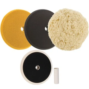 Foam Wool Buffing Polishing Pad Kit, 3 - 8" Polish Buff Pads Grip Backing Plate - Picture 1 of 1