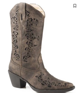 Roper Alisa Snip Toe Cowboystiefel Glitzerunterlage Kunstleder Gr. 11 Western - Bild 1 von 7