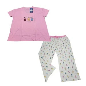 Life is Good Lounge Pajama Set Sleepwear X-Large Size Pink Top w Printed Pants - Picture 1 of 13