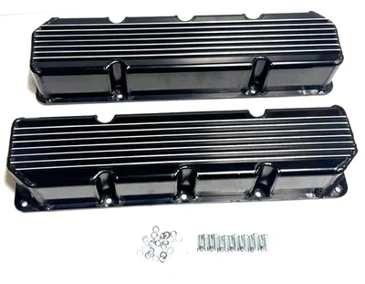 Cubiertas de válvula de aleta de aluminio fabricadas negras para Jeep AMC 1976-1987 V8 304 360 390 401 Foto 1 de 4