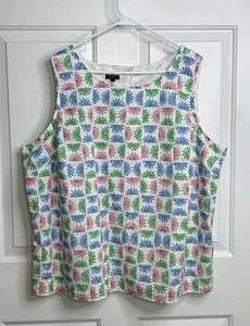 Talbots ärmellose Bluse Damen 3XP Petite Baumwolle Gänseblümchen Ösen Shell Seitenreißverschluss - Bild 1 von 9