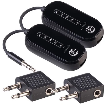 auvisio 2er-Set Audio-Transmitter & Reiceiver, Flugzeugadapter, Bluetooth,Akku - Bild 1 von 4