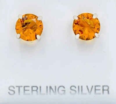 LAB CREATED 8.40 Cts YELLOW TOPAZ  STUD EARRINGS .925 Sterling Silver -NWT - Image 1 of 4