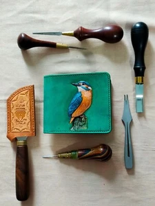 Hunting Bird Leather Craving Unisex Wallet ||| 100% Handmade - Picture 1 of 11