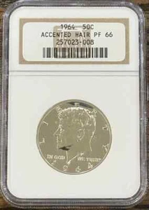 1964 Silver Proof Accented Hair Kennedy Half Dollar NGC PF66 - Picture 1 of 2