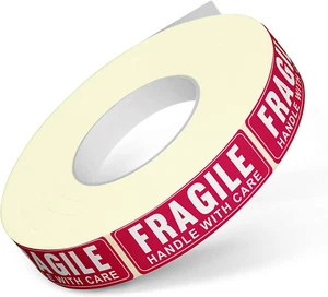 Mango frágil de 1"" X 3"" con pegatinas de advertencia de cuidado, cinta frágil para embalaje y - Imagen 1 de 7