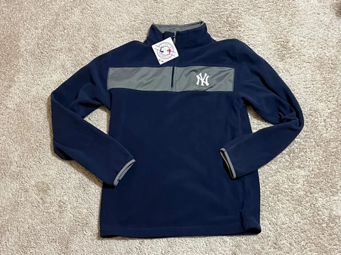 Vtg New York Yankees Majestic MLB Pullover 1/4 Zip Baseball Men’s Fleece Size S Cover