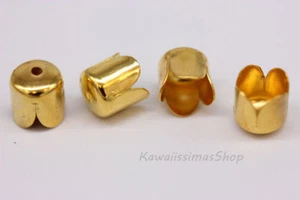 6pz Campanella coprinodo/coda copriperla chiusure colore ORO creare bigiotteria - Picture 1 of 1