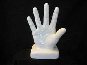 APROPOS LARGE CERAMIC HIGH FIVE Hand Sculpture Modern Art Contemporary White - Picture 1 of 5